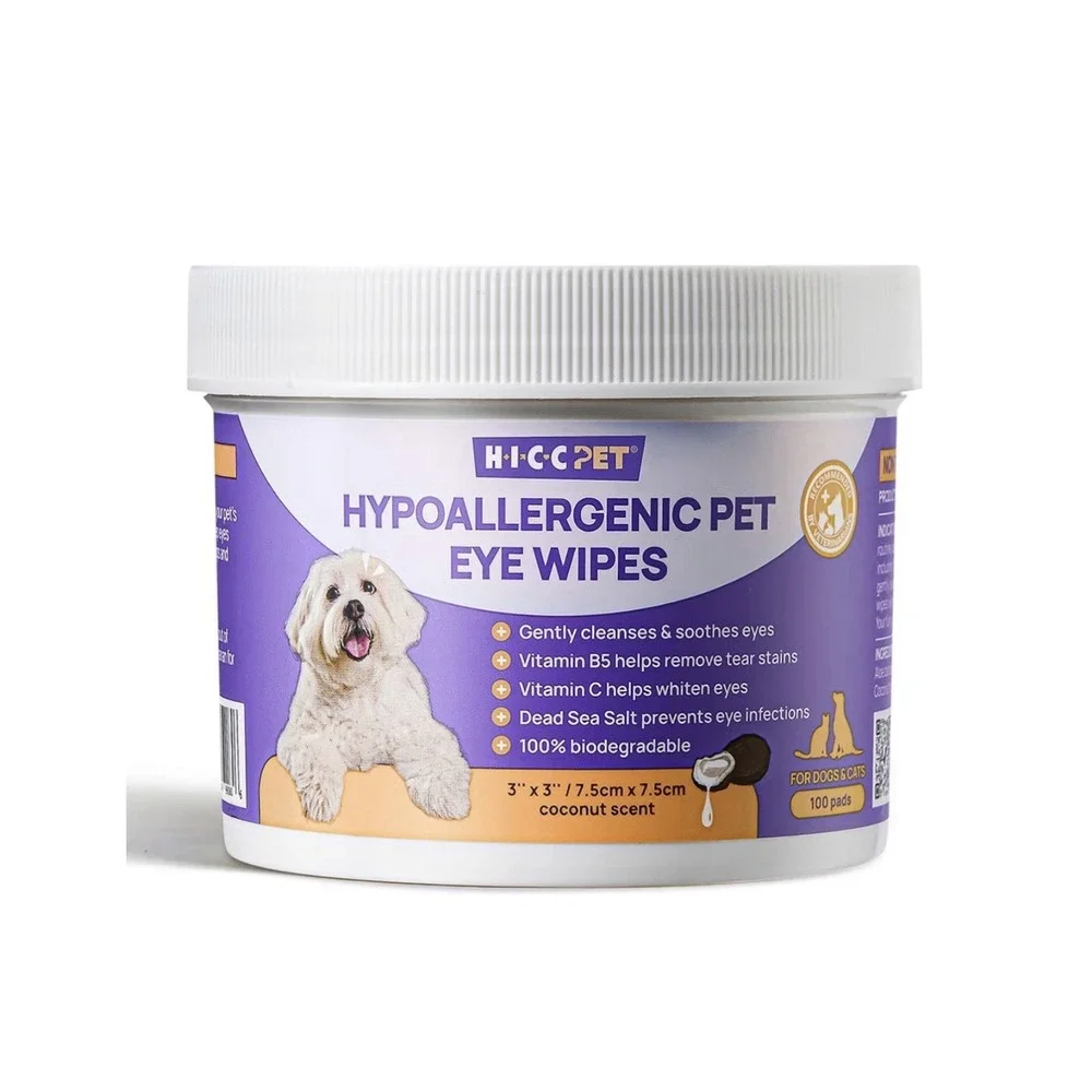 Hypoallergenic Pet Eye Wipes, For Dogs & Cats, Coconut, 100 Pads